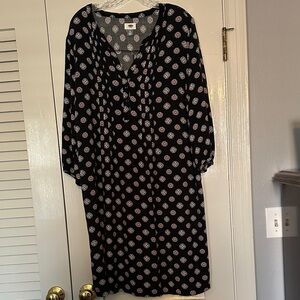 Old Navy Long Sleeve Dress with Black and Red Pattern